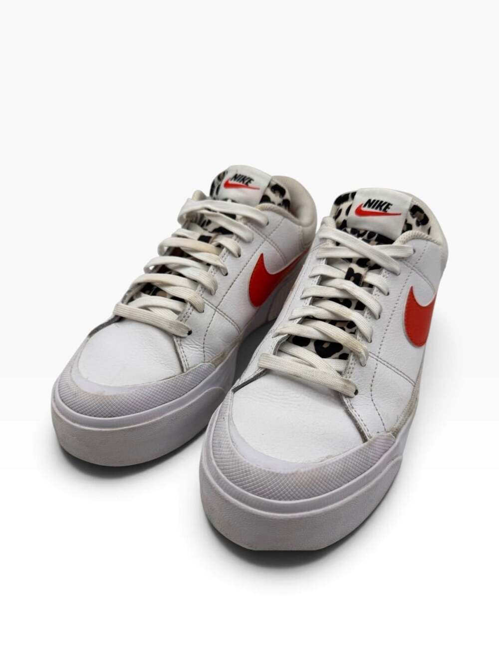 Nike Court Legacy Lift Womens 9 White Red Leopard Platform Sneakers Shoes